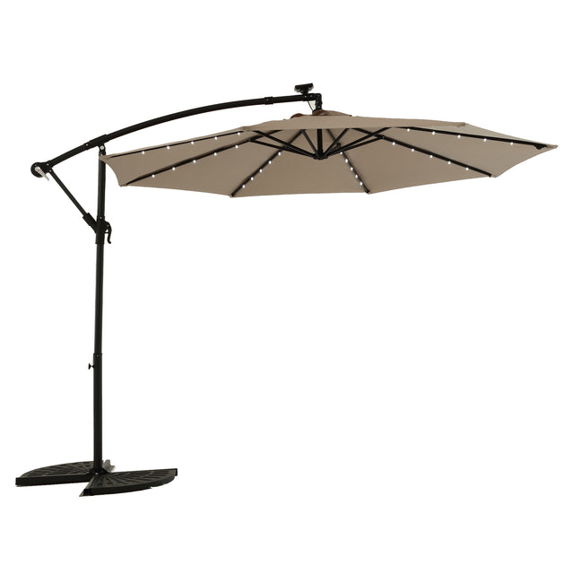 10-Foot Solar LED Adjustable Offset Patio Umbrella