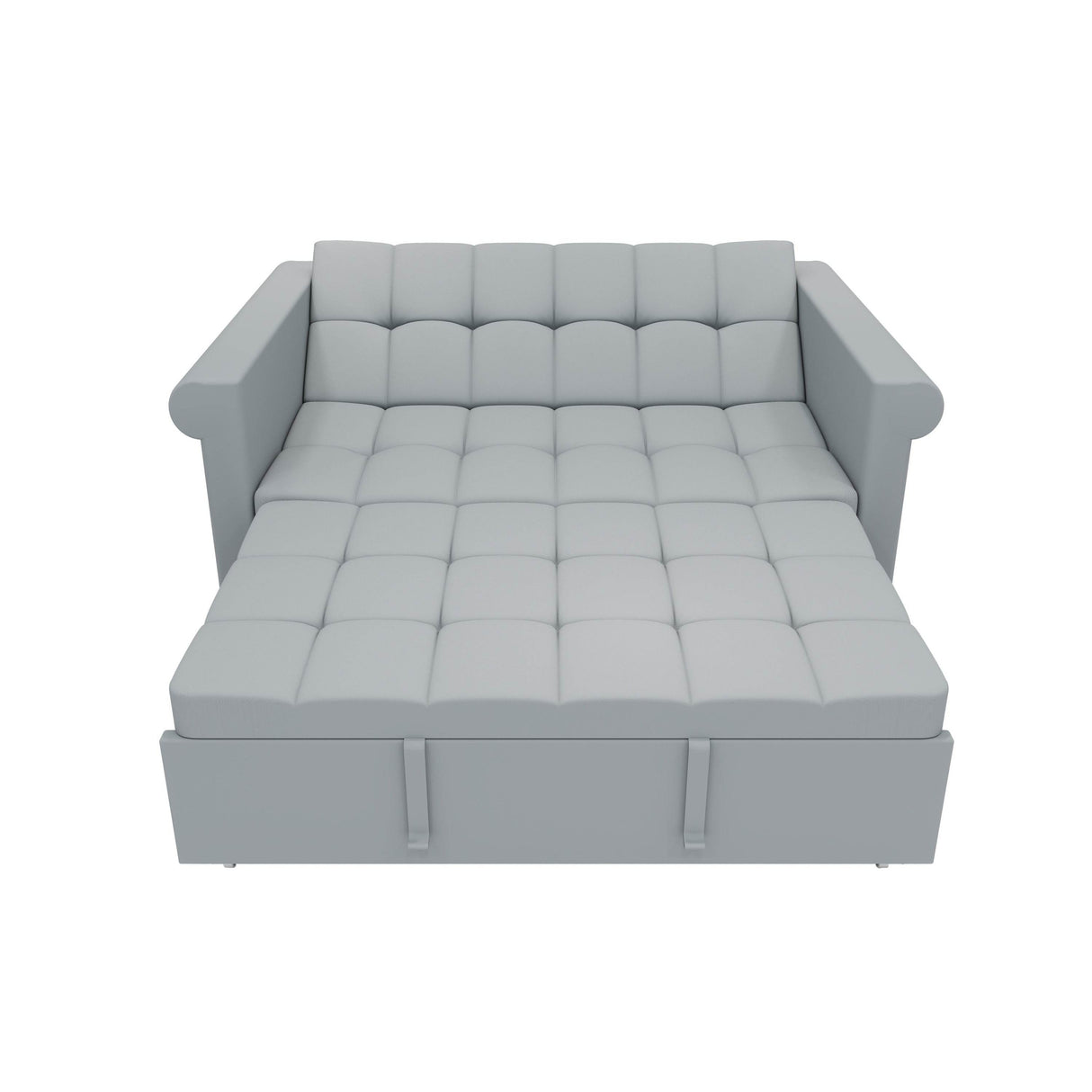 Gray Velvet Loveseat With Adjustable Backrest And Sleeper