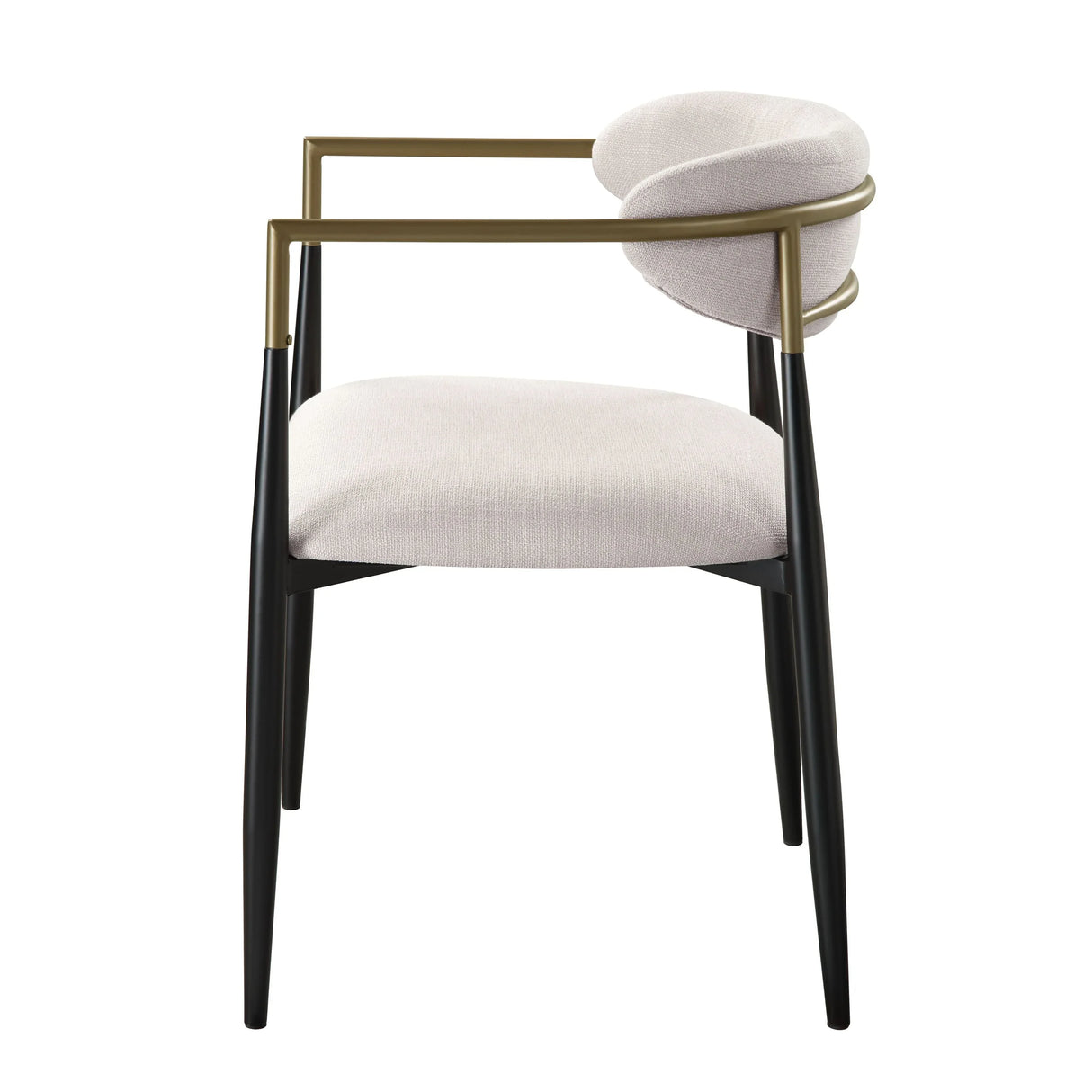 Set of 2 Beige Linen Upholstered Metal Frame Side Chairs - Omega Lifestyles