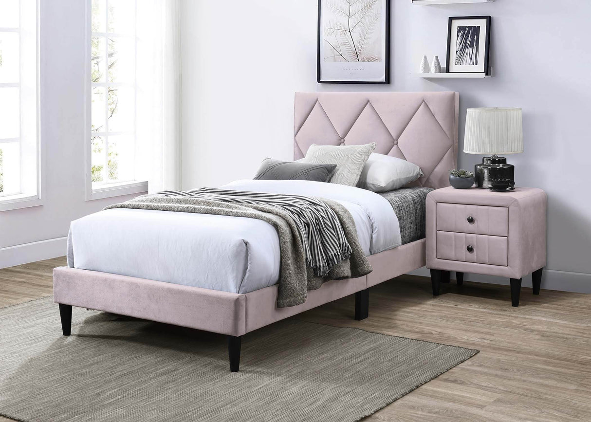 Twin Adjustable Velvet Upholstered Bed Frame