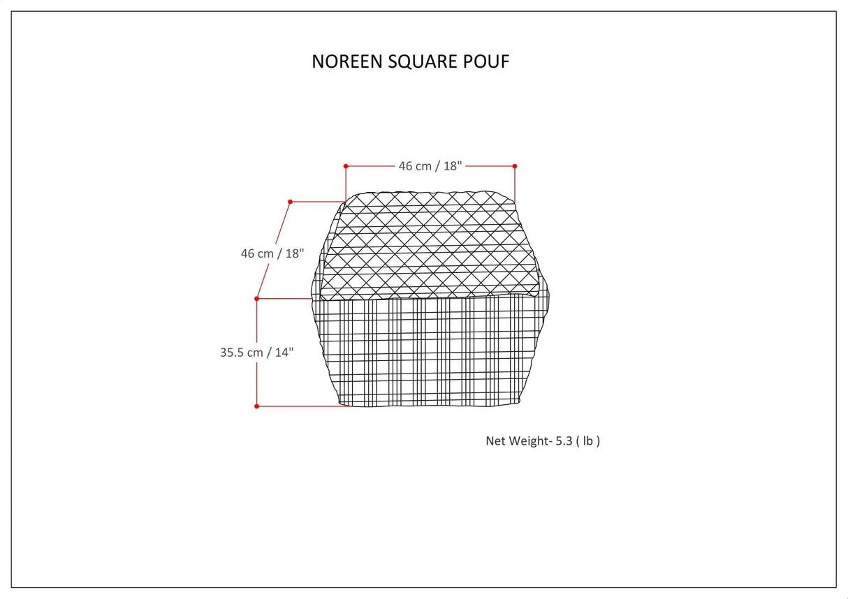 Square Cotton Woven Blue White Fabric Pouf Stool - Omega Lifestyles