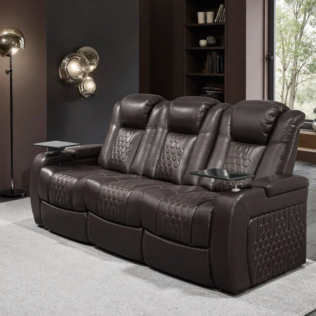 Genuine Leather Power Recliner With RGB LED Lighting - Omega Lifestyles