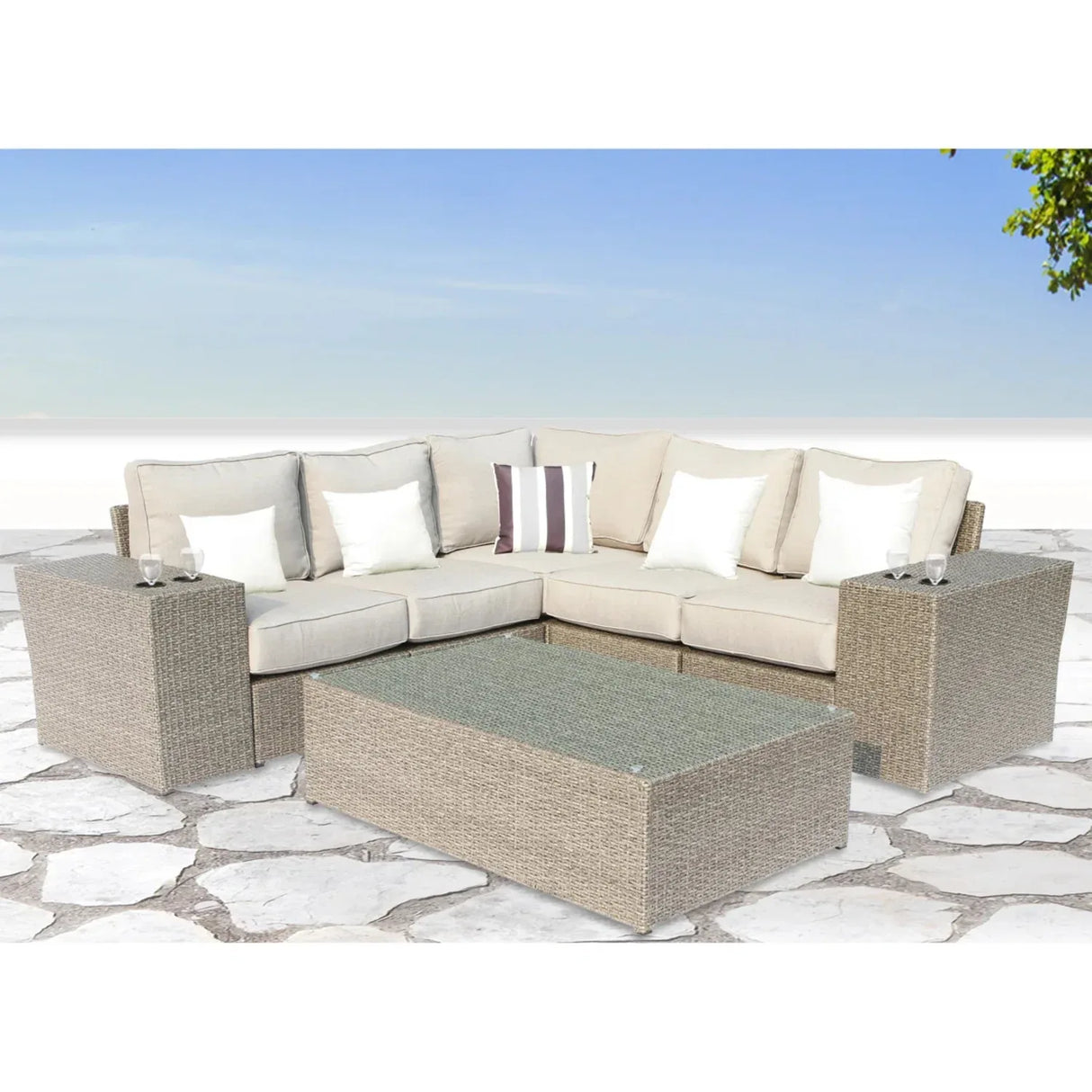 8-Piece Fully Assembled Outdoor Wicker Sectional Set With Cushions - Omega Lifestyles