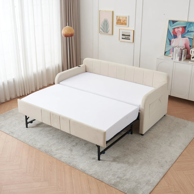 Twin Upholstered Velvet Daybed Frame With Trundle - Omega Lifestyles