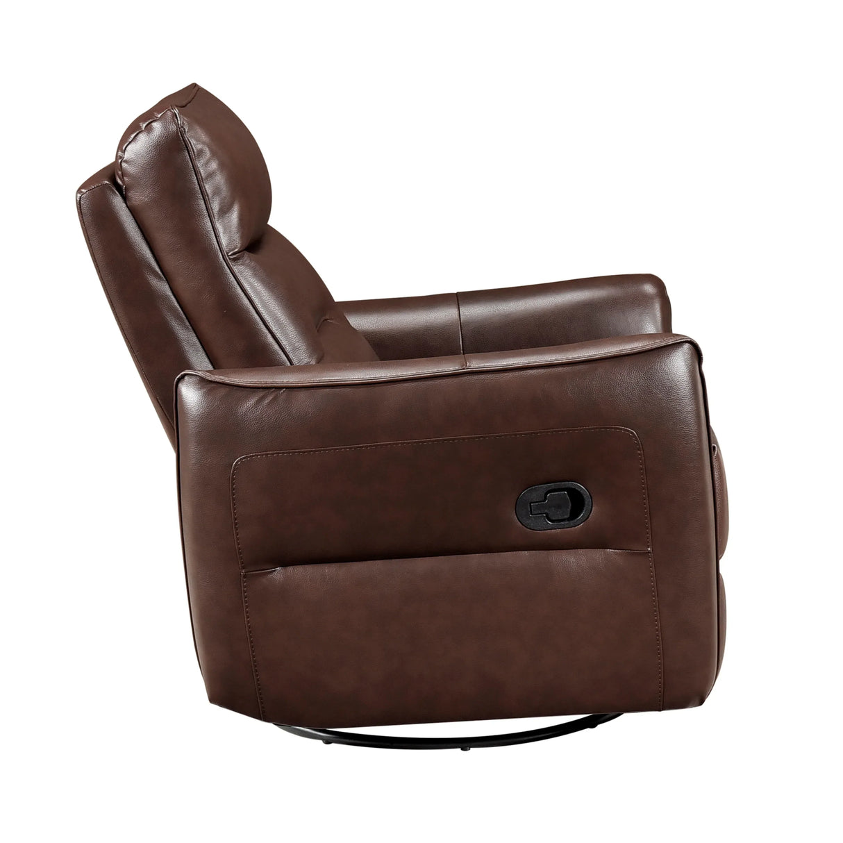 Brown Leather Swivel Recliner Chair With Wood Frame - Omega Lifestyles