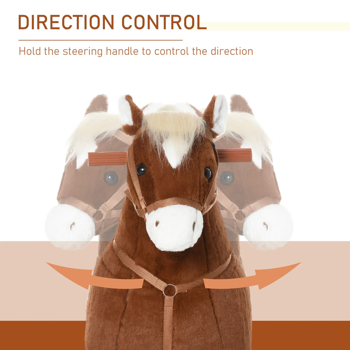 Plush Large Kids Ride-On Walking Horse With Wheels - Omega Lifestyles