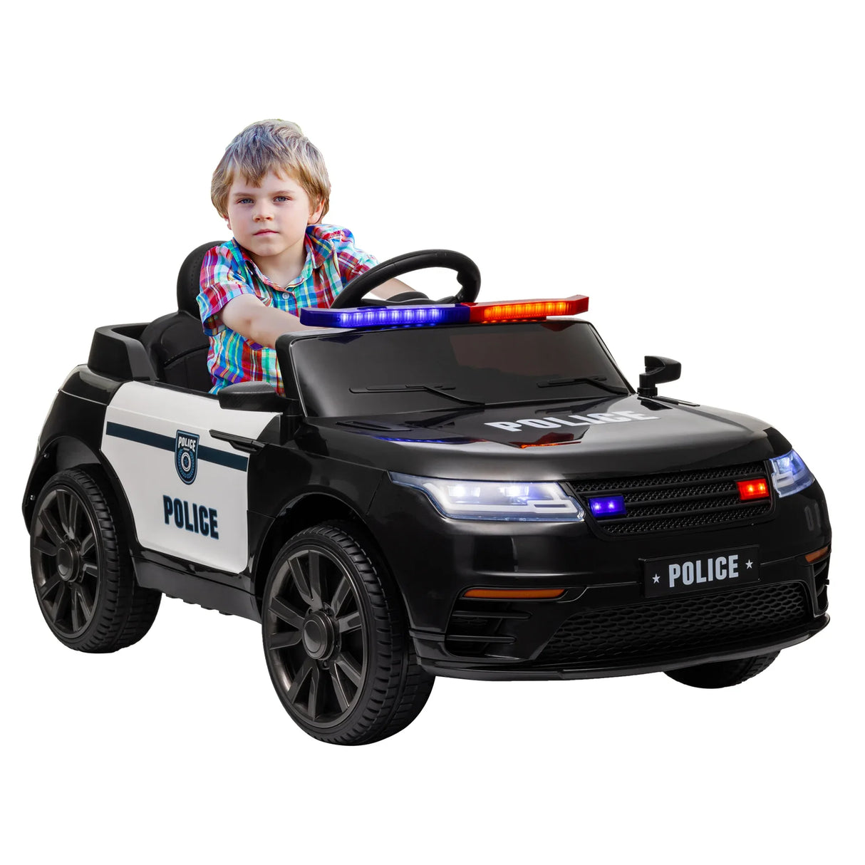 12V Remote Control Kids Electric Police Car With Suspension - Omega Lifestyles