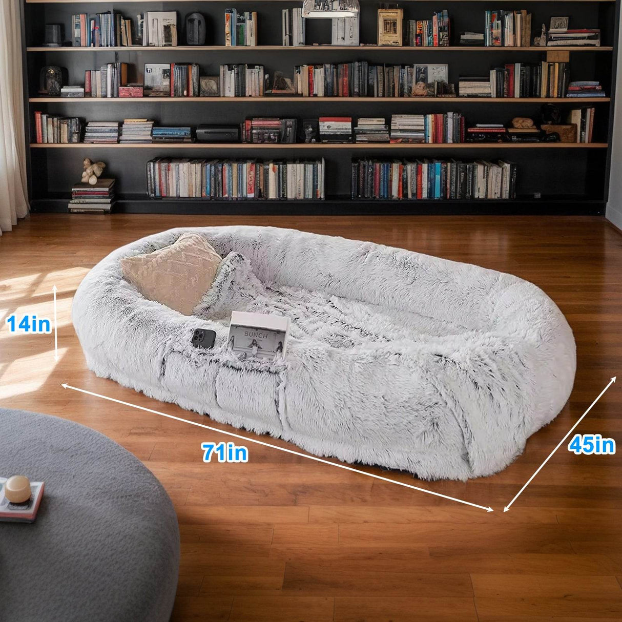 Orthopedic Washable Faux Fur Human Dog Bed 14-Inch - Sleep Galleria