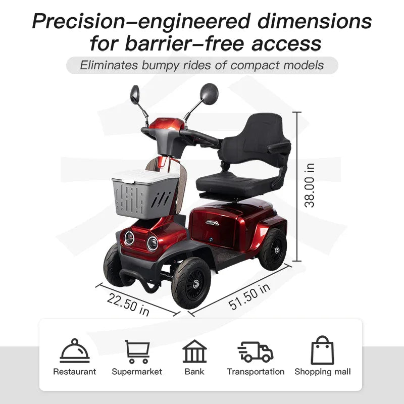 Heavy Duty 4 Wheel Mobility Scooter With Magnetic Brake - Omega Lifestyles