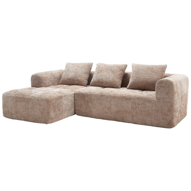 Chenille Modular 3-Seat Sectional Sofa With Side Pockets - Omega Lifestyles
