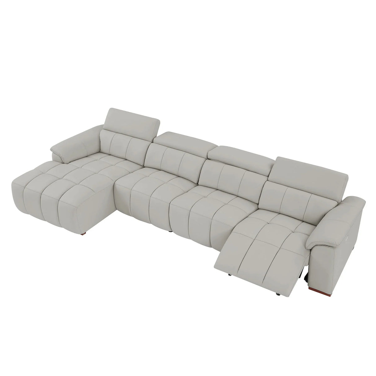Electric Reclining 4-Seat Genuine Leather L-Shaped Sofa - Omega Lifestyles