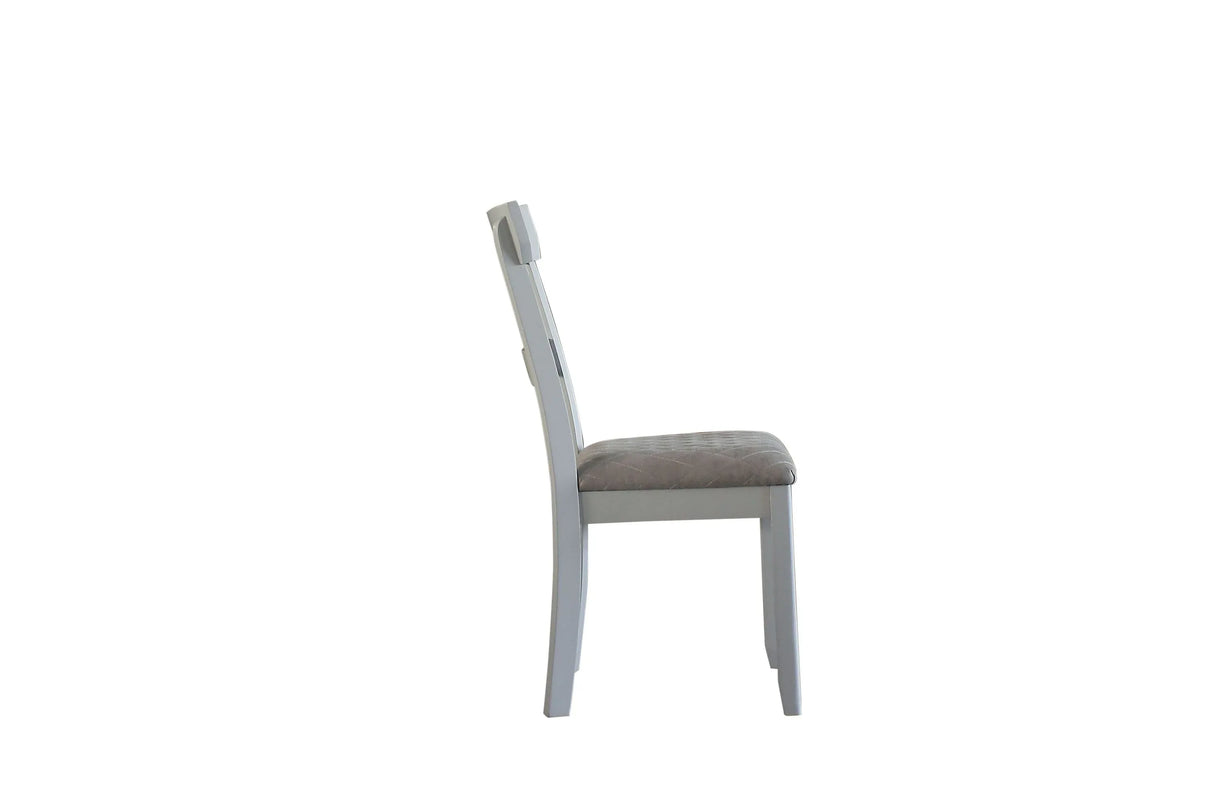 Set Of 2 Two-Tone Gray Fabric Pearl Finish Side Chairs - Omega Lifestyles