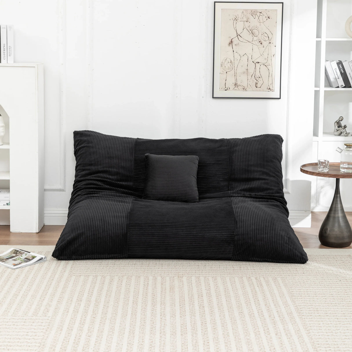 Soft Corduroy Foam Floor Bean Bag Chair - Omega Lifestyles