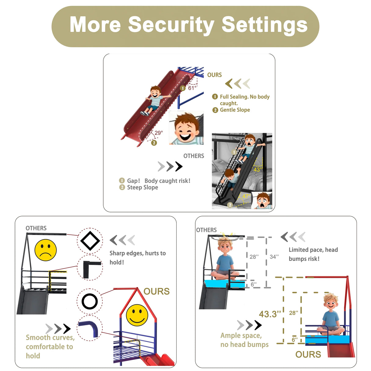 Twin Metal Junior House Bunk Bed With Slide and Curtain - Omega Lifestyles