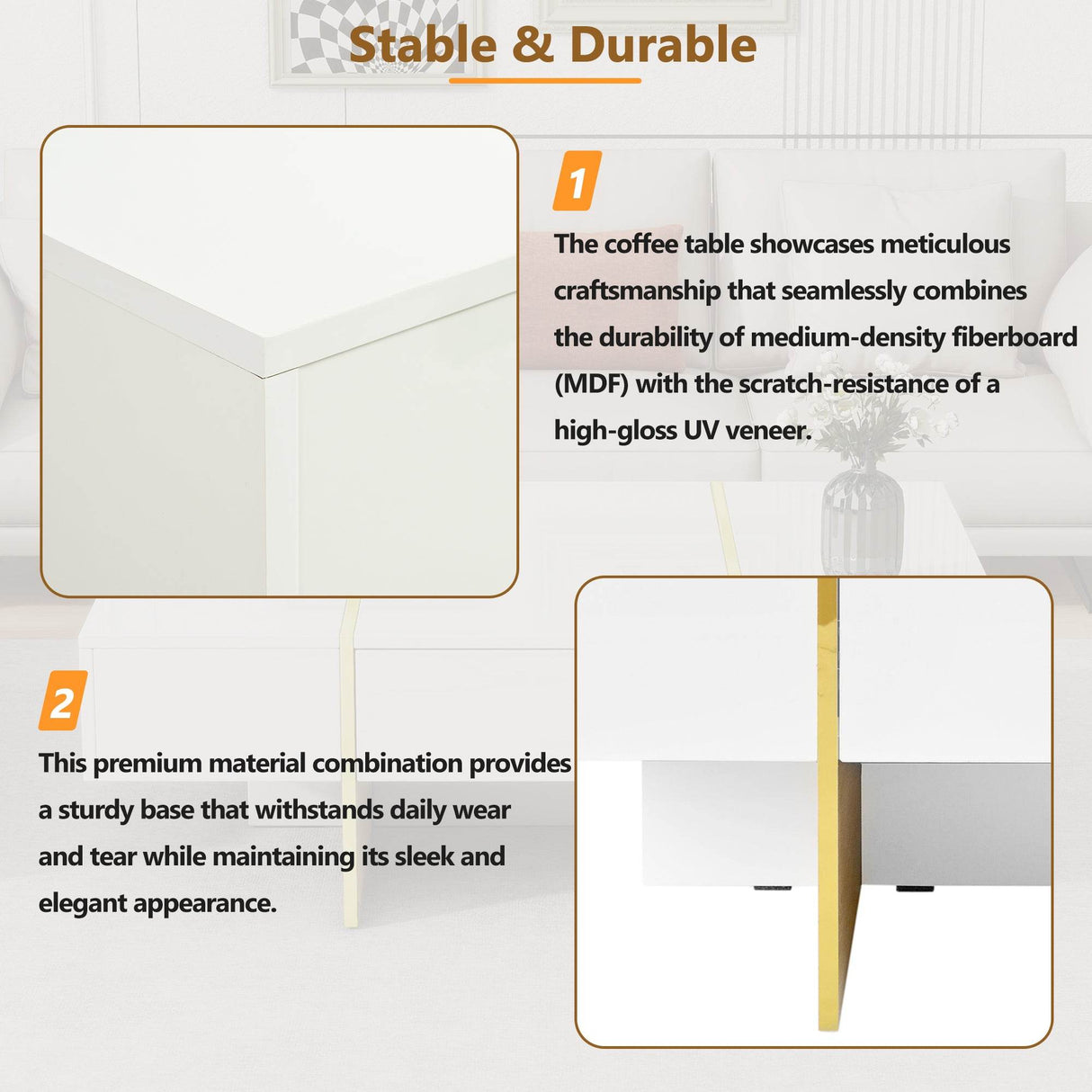 Minimalist White High Gloss Coffee Table With Drawers - Sleep Galleria