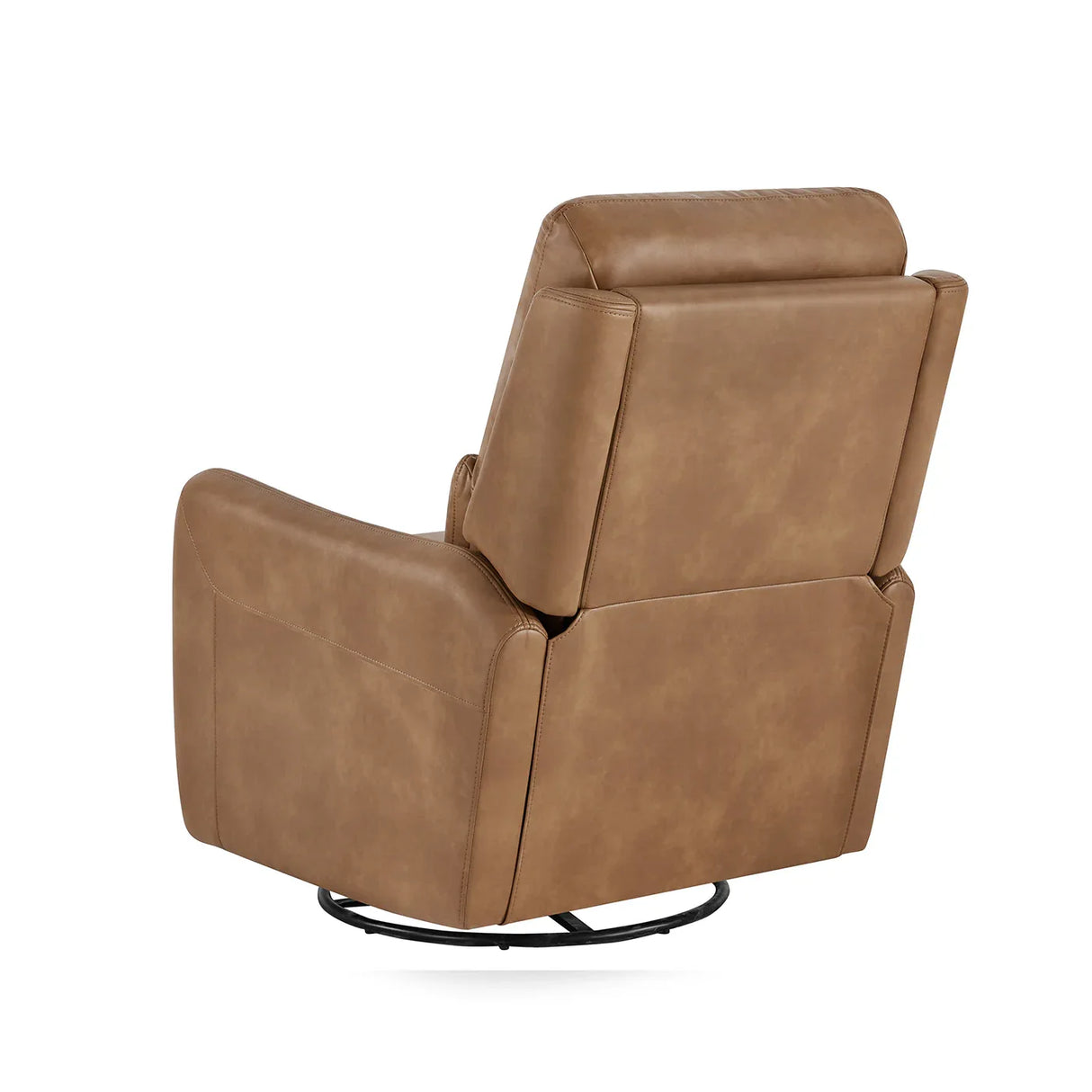 Brown Faux Leather Power Recliner Chair With Swivel And Recline - Omega Lifestyles