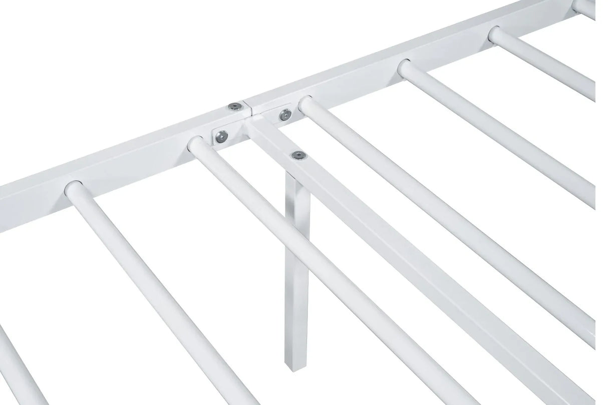 Full Size Contemporary White Metal Bed Frame Mattress Ready - Omega Lifestyles