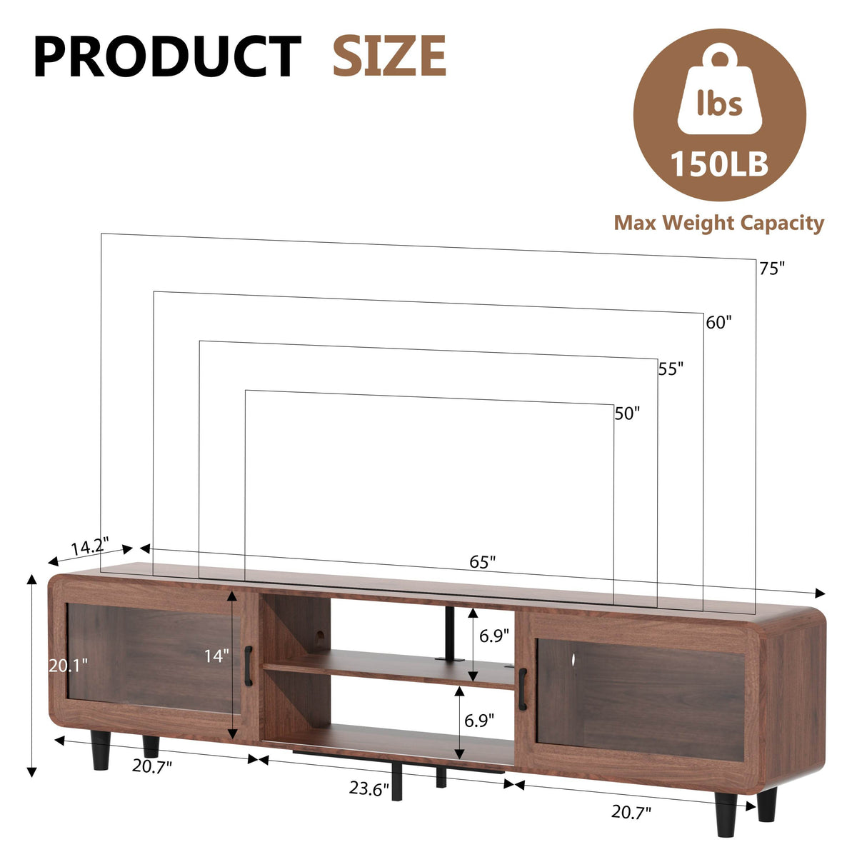 Mid Century Modern Walnut Wood TV Stand With Charging Station - Sleep Galleria