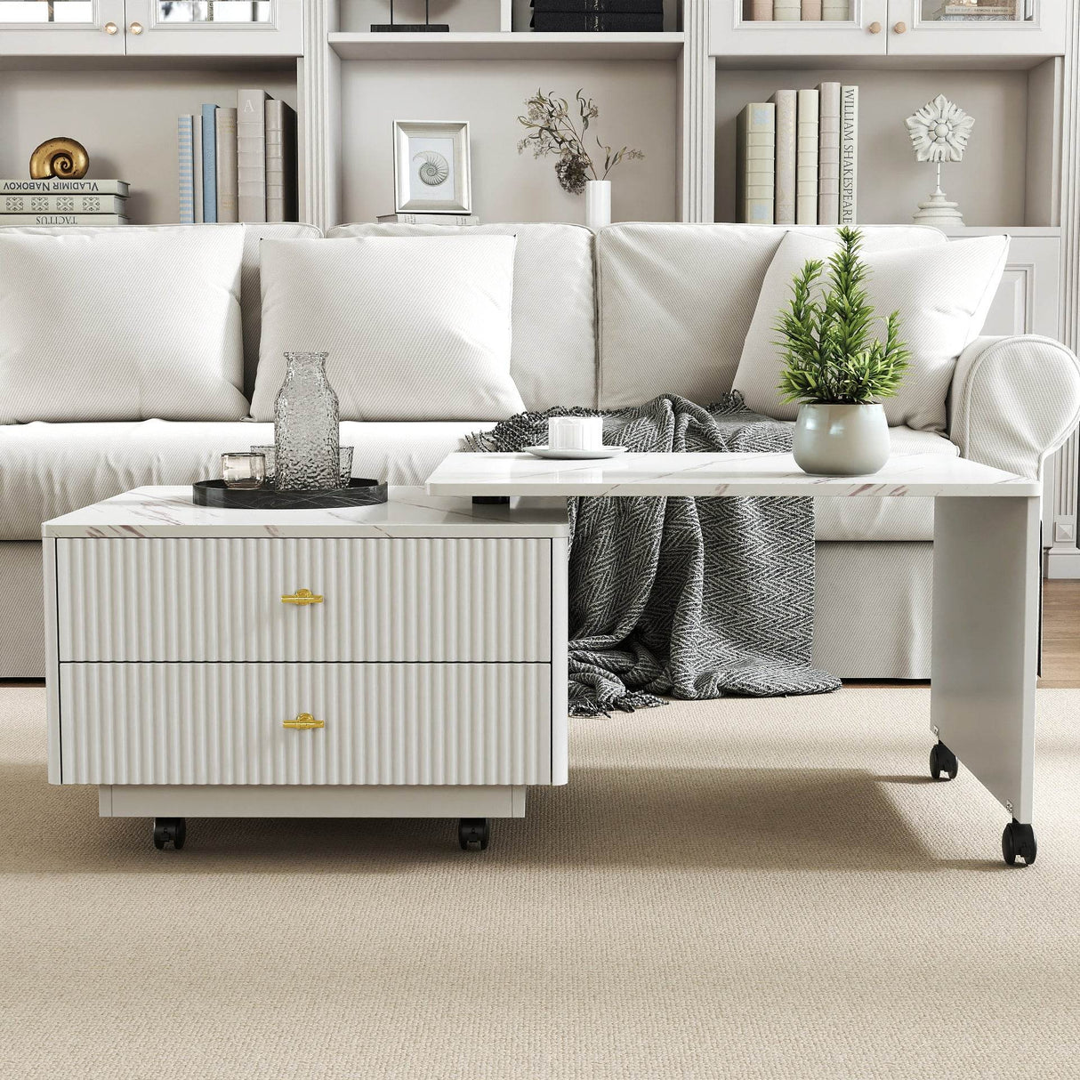Extendable Swivel Square Coffee Table With Storage Drawers - Sleep Galleria