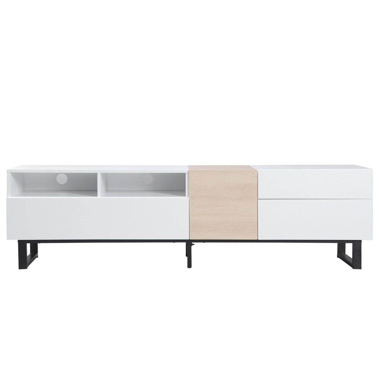 Modern White Particle Board TV Stand With Storage - Sleep Galleria