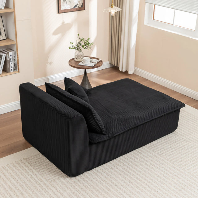 Corduroy Foam Left Armrest Chaise Lounge Chair - Omega Lifestyles