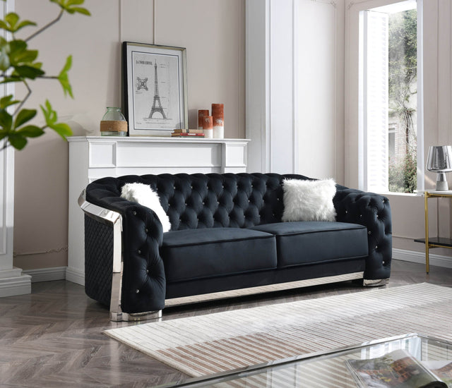 Modern Velvet 3-Seat Sofa With LED Accent Lighting - Omega Lifestyles