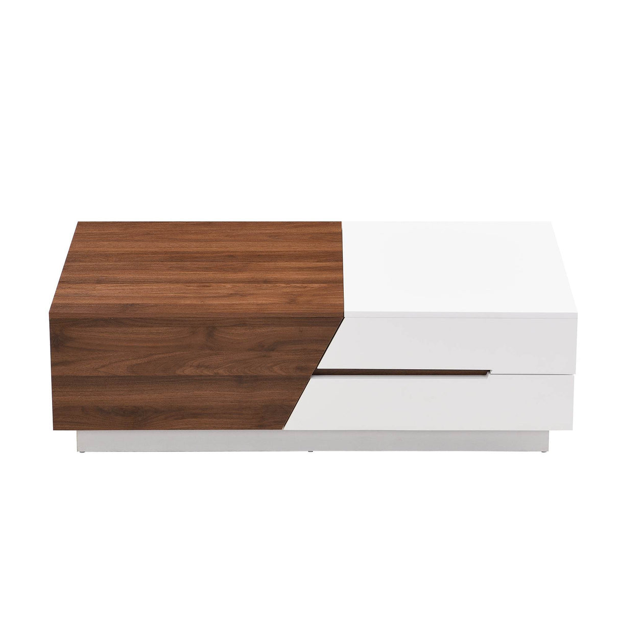 Modern Extendable Sliding Top White Walnut Coffee Table - Sleep Galleria