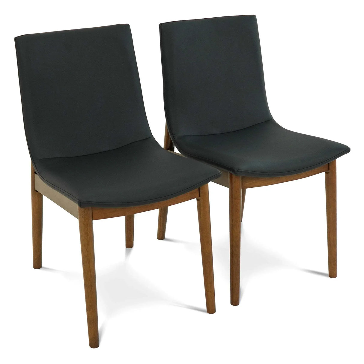 Set of 2 Vegan Leather Mid-Century Modern Dining Chairs - Omega Lifestyles