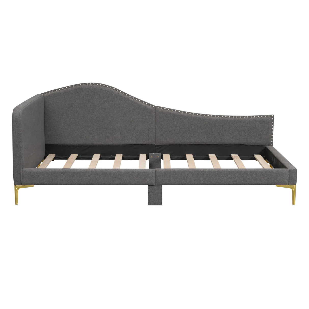 Twin Upholstered Linen Wood Frame Daybed With Armrest - Omega Lifestyles