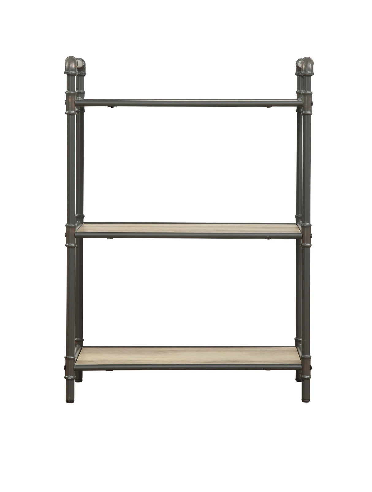 Industrial Gray Oak 3-Tier Metal Bookshelf Storage Unit - Omega Lifestyles