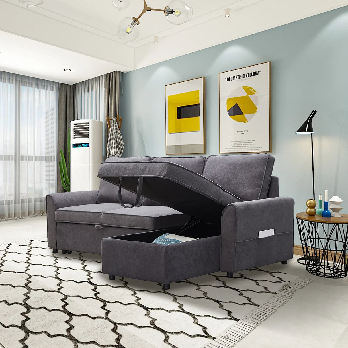 Modern Modular L-Shaped Reversible Sofa Bed With Storage - Omega Lifestyles