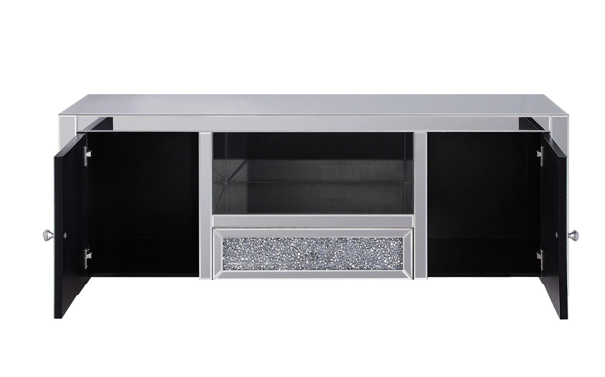 Mirrored Silver Faux Diamonds MDF TV Stand - Omega Lifestyles