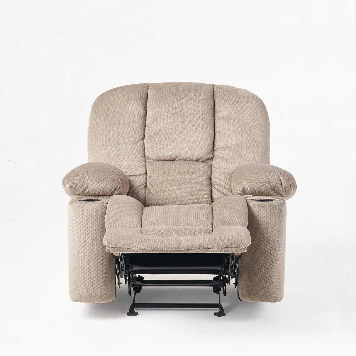 Manual Recliner Chair With Skin-Friendly Fabric And Cup Holders - Omega Lifestyles