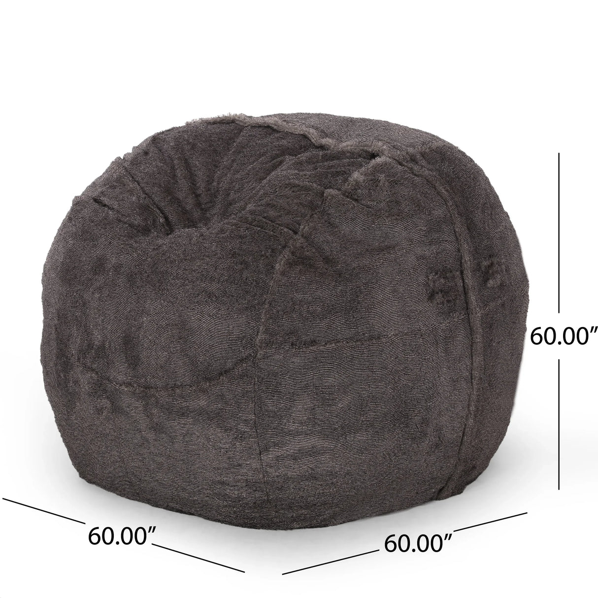 Modern Faux Fur Foam Filled 5-Foot Cozy Bean Bag - Omega Lifestyles