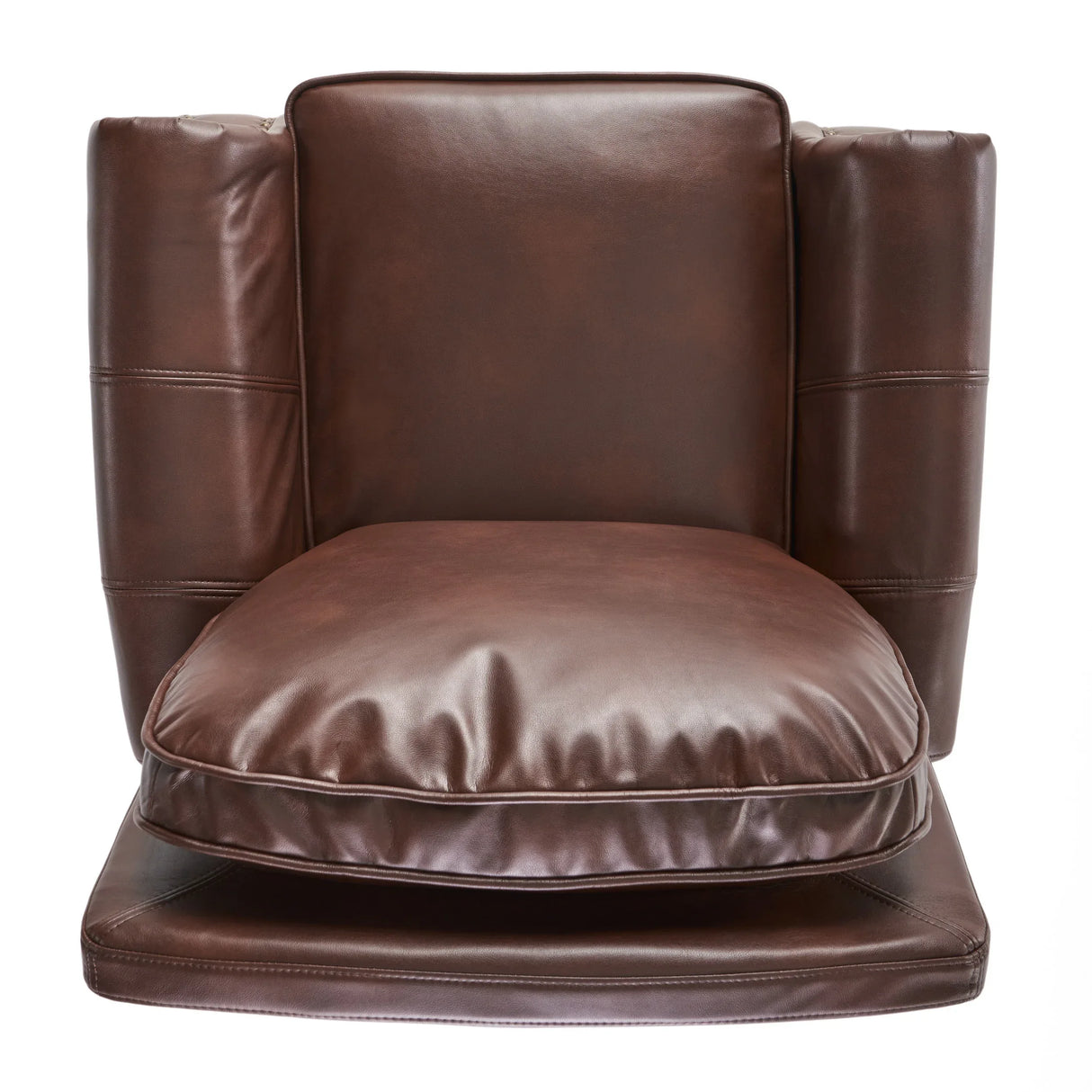 Contemporary Brown PU Pushback Recliner With Rubberwood Legs - Omega Lifestyles
