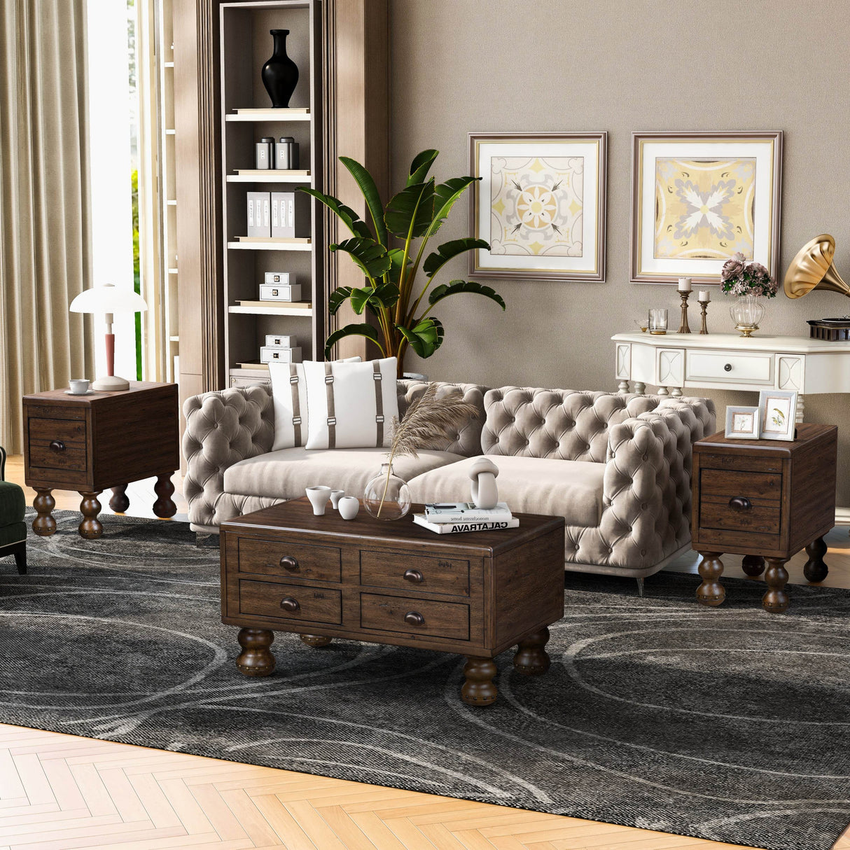 3-Piece Solid Wood Coffee Table And End Tables Set - Sleep Galleria