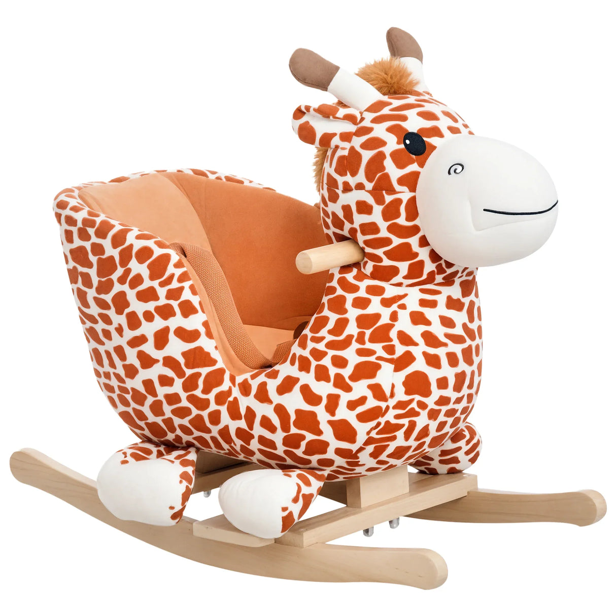 Plush Wooden Giraffe Kids Rocking Horse Toy Chair - Omega Lifestyles