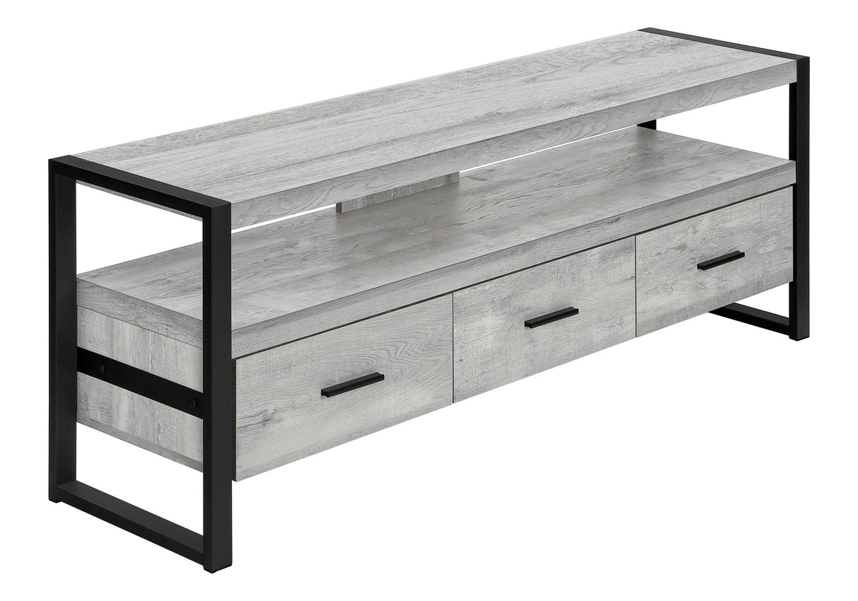 Contemporary Grey Laminate TV Stand With Storage Drawers - Sleep Galleria