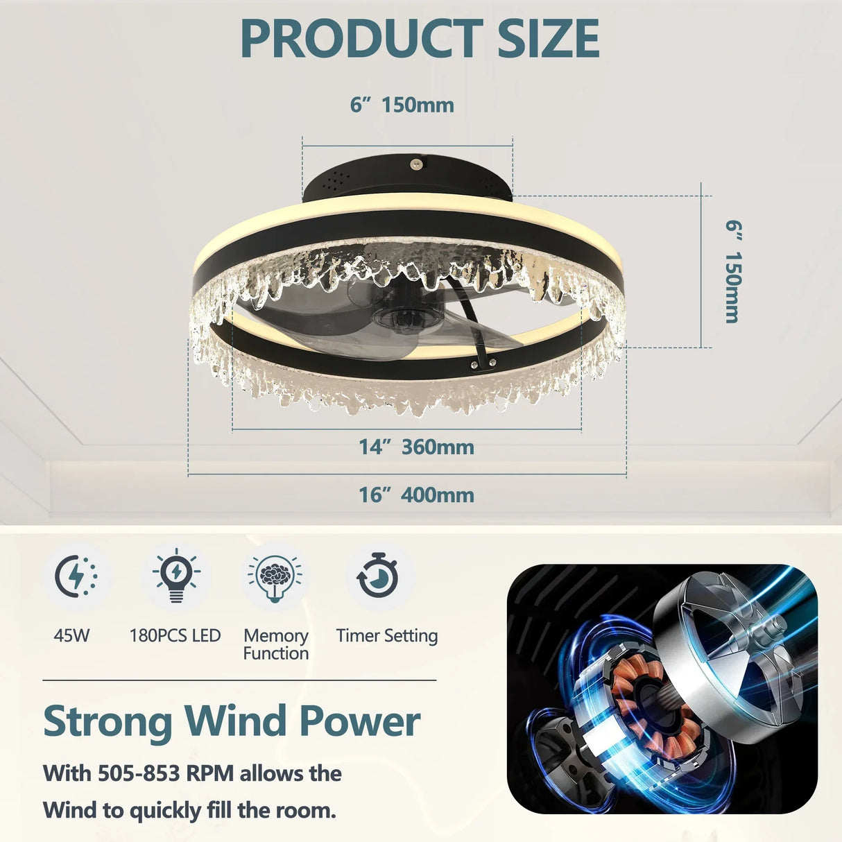 Modern Black LED Ceiling Fan With Dimmable Light - Omega Lifestyles
