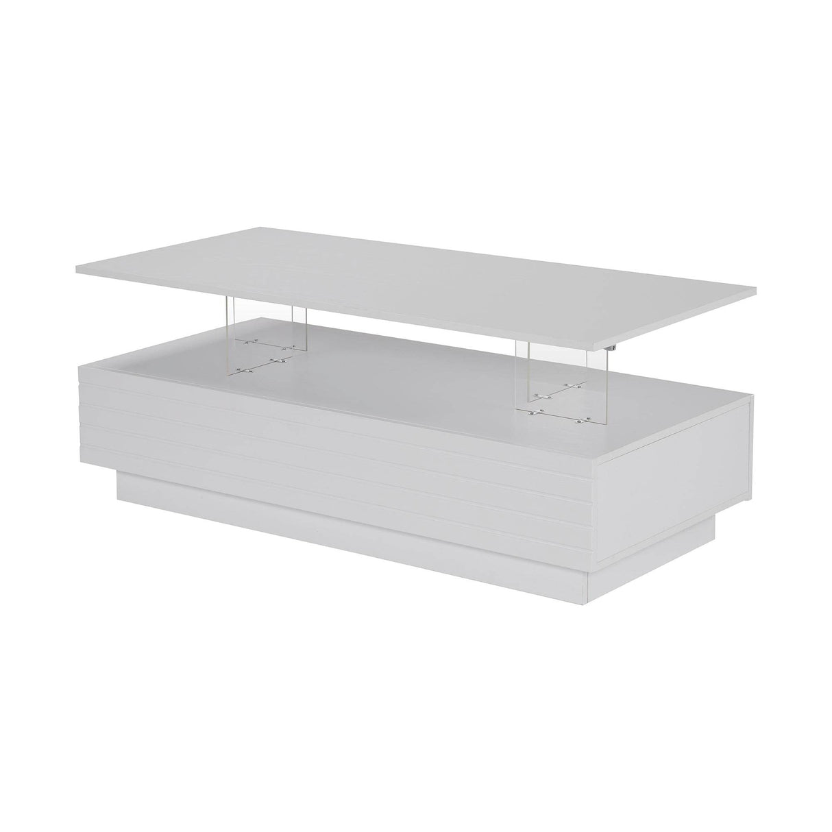 Modern White LED Lighting Coffee Table With Drawers - Sleep Galleria