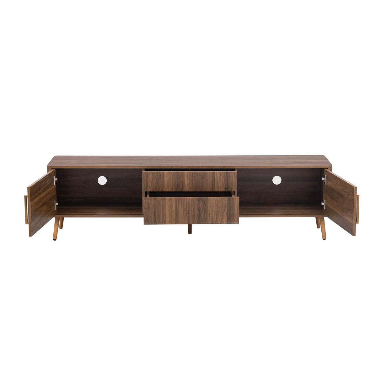 Mid Century Modern Walnut Wood TV Stand With Storage - Sleep Galleria