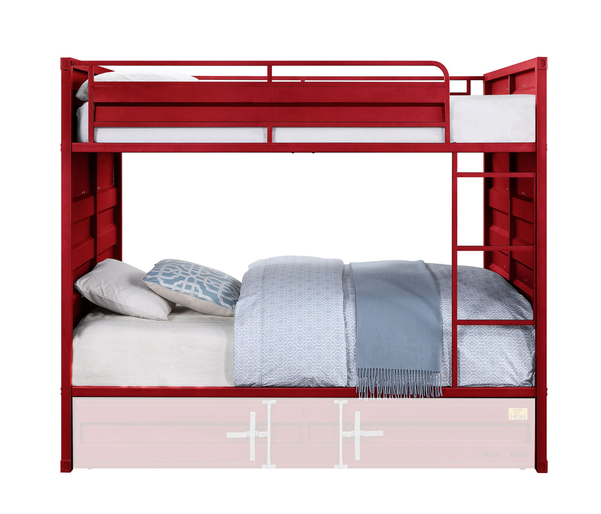 Metal Cargo Style Full Over Full Bunk Bed With Ladder - Omega Lifestyles