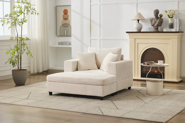 Corduroy Chaise Lounge Chair With Removable Ottoman - Omega Lifestyles