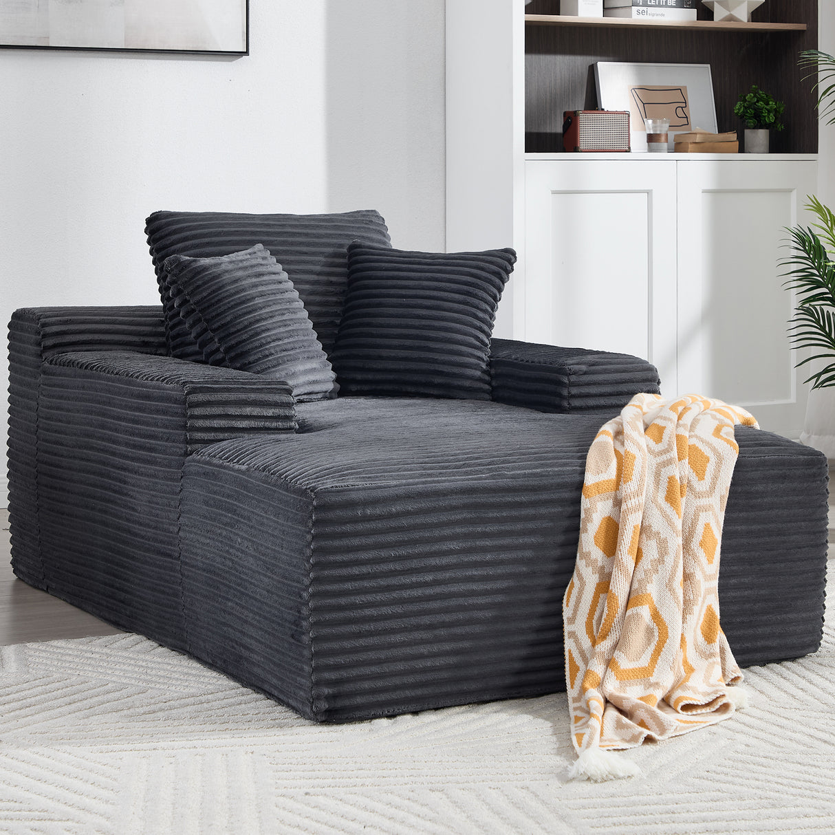 Oversized Corduroy Velvet Sleeper Chaise Lounge Sofa Bed