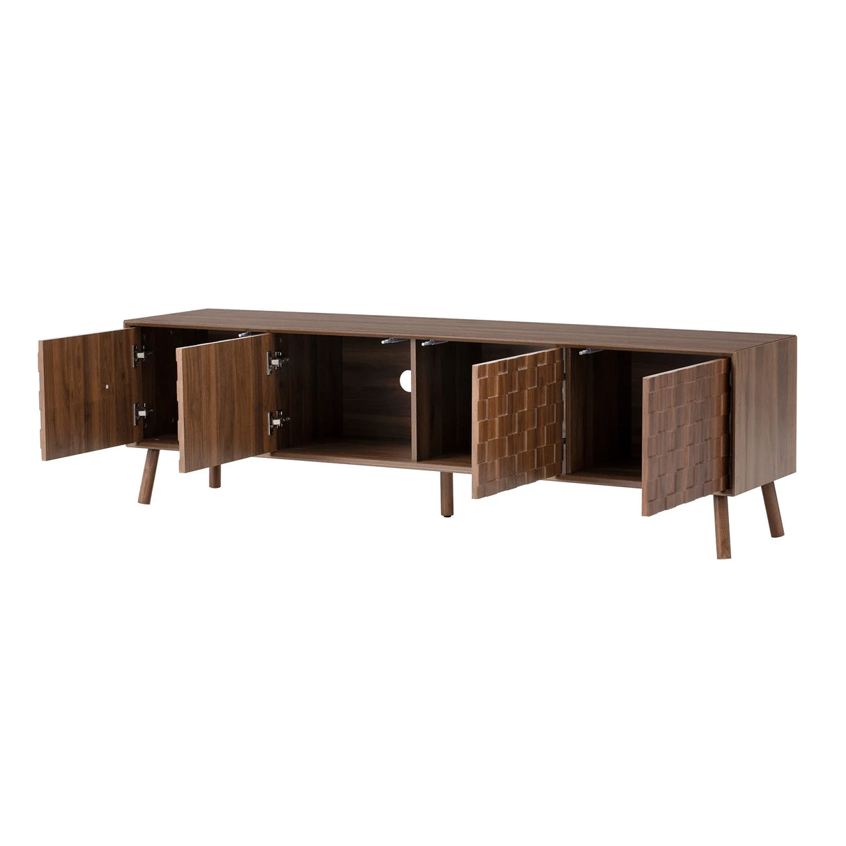 70-Inch Modern Walnut TV Stand With Soft-Closing Hinges - Omega Lifestyles