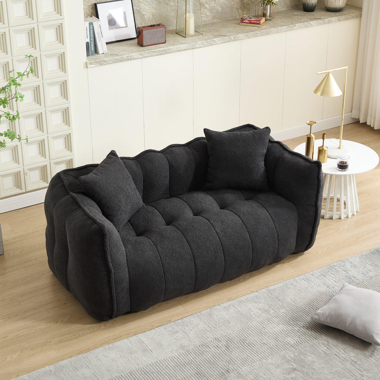 Cozy Chenille Bean Bag Chair With High Resilience Foam - Omega Lifestyles