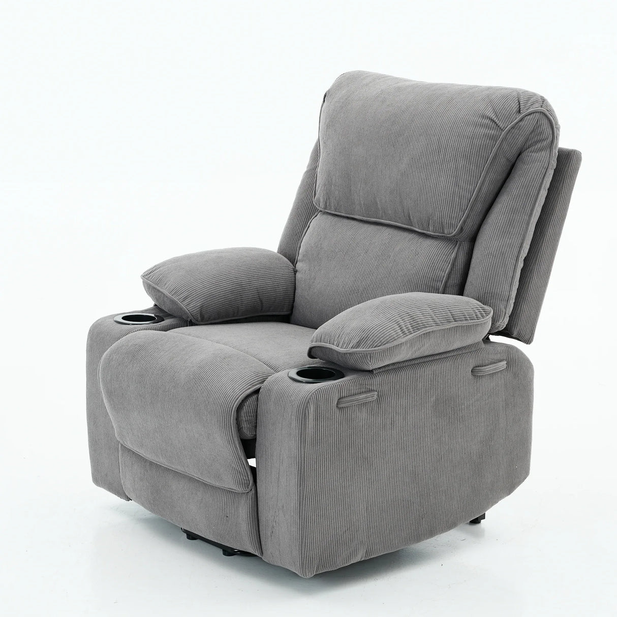Medium-Firm Corduroy Remote-Controlled Heating Massage Recliner - Omega Lifestyles