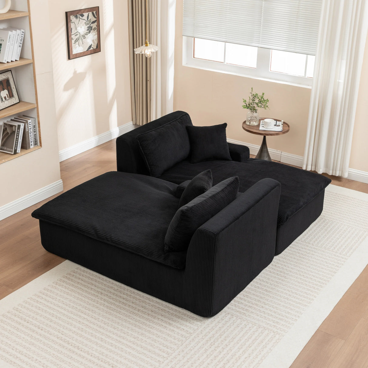 Corduroy Foam Upholstered Chaise Lounge Sleeper Chair - Omega Lifestyles