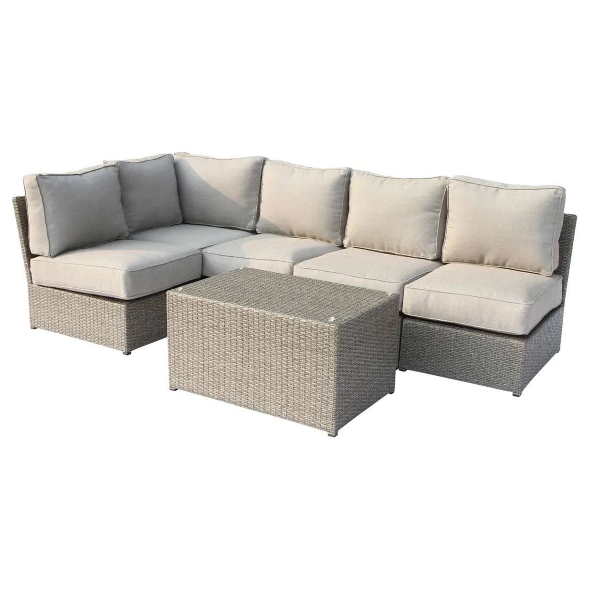 4-Person Handwoven Wicker Outdoor Patio Seating Set With Cushions - Omega Lifestyles