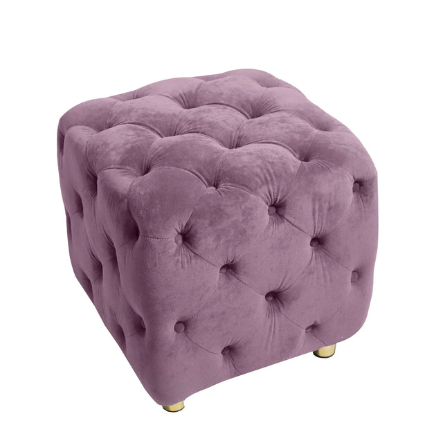 Purple Velvet Storage Ottoman Footstool With High-Density Foam - Omega Lifestyles